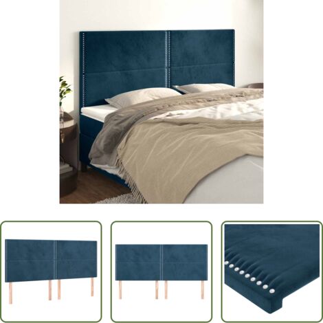 Cabecero de cama azul oscuro -  Cabecero Terciopelo Azul Oscuro 200x5x118/128 cm