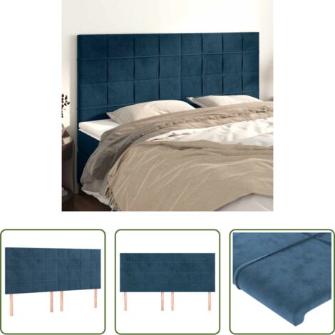 Cabecero de cama azul oscuro -  Cabecero Terciopelo Azul Oscuro 200x5x118/128 cm