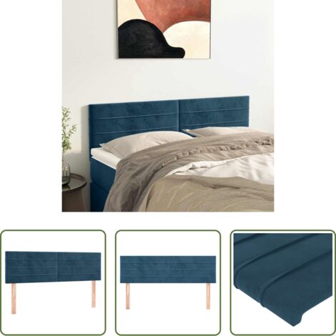 Cabecero de cama azul oscuro -  Cabeceros azul oscuro 144x5x78/88 cm terciopelo