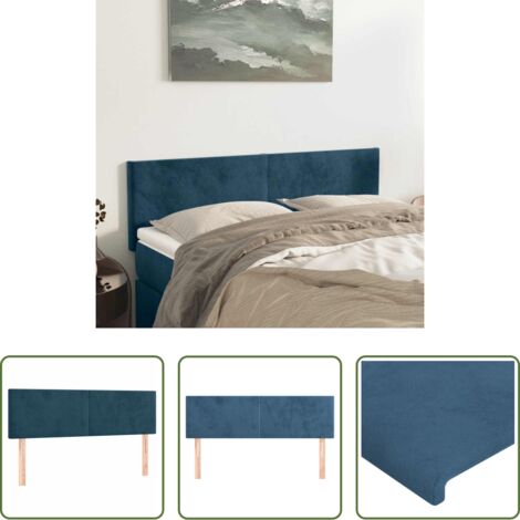 Cabecero de cama azul oscuro -  Cabeceros terciopelo azul oscuro 144x5x78/88 cm