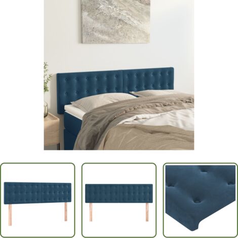 Cabecero de cama azul oscuro -  Cabeceros terciopelo azul oscuro 144x5x78/88 cm