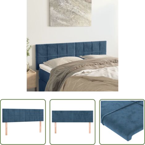 Cabecero de cama azul oscuro -  Cabeceros terciopelo azul oscuro 144x5x78/88 cm