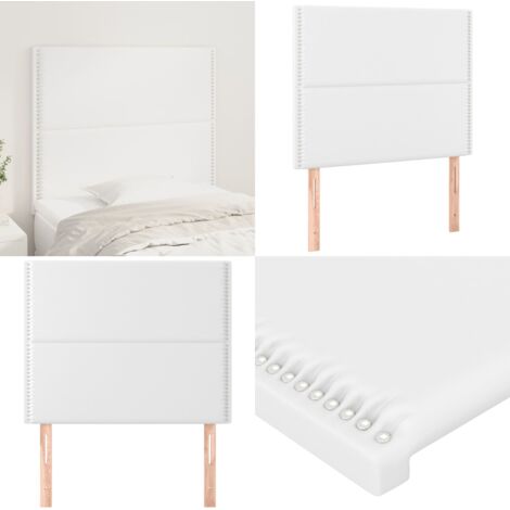 Cabecero de cama blanco 100x5x118/128 cm piel sintética - Cuero sintético - Cabecero blanco