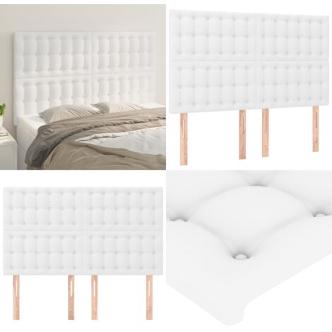 Cabecero de cama blanco 144x5x118/128 cm piel sintética - Cabecero blanco - Cuero sintético