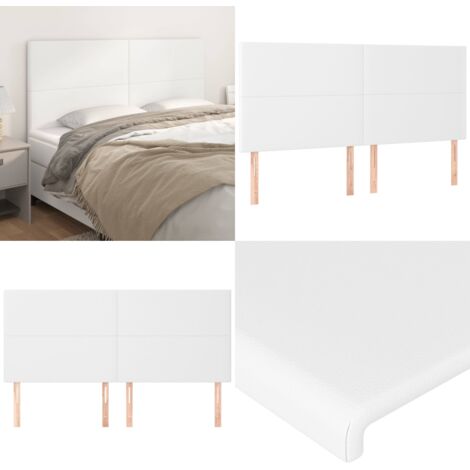 Cabecero de cama blanco 160x5x118/128 cm piel sintética - Cabecero blanco - Cuero sintético