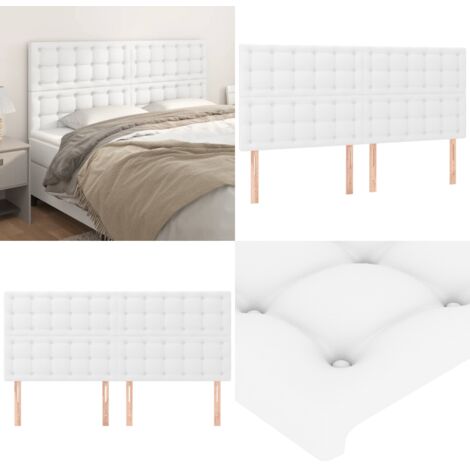 Cabecero de cama blanco 180x5x118/128 cm piel sintética - Cabecero blanco - Cuero sintético