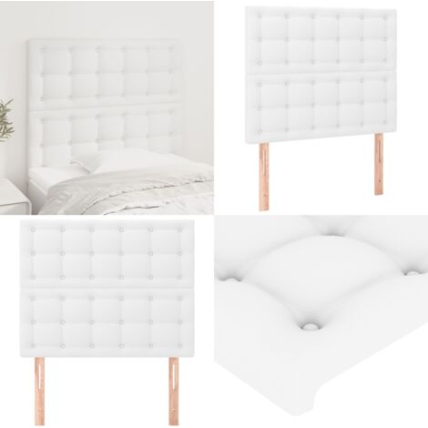 Cabecero de cama blanco 80x5x118/128 cm piel sintética - Cabecero blanco - Cuero sintético
