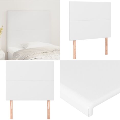 Cabecero de cama blanco 80x5x118/128 cm piel sintética - Cuero sintético - Cabecero ajustable