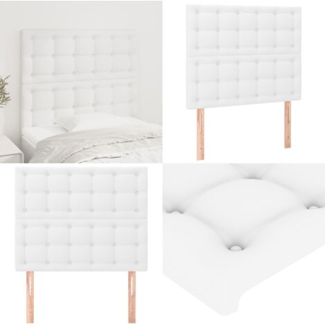Cabecero de cama blanco 90x5x118/128 cm piel sintética - Cabecero blanco - Cuero sintético