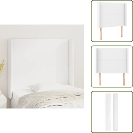 Cabecero de cama blanco - vidaXL Cabecero con orejas de cuero sintético blanco 103x16x118/128 cm -