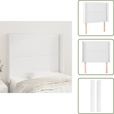 Cabecero de cama blanco - vidaXL Cabecero con orejas de cuero sintético blanco 103x16x118/128 cm -