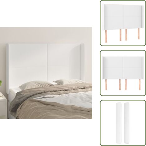 Cabecero de cama blanco - vidaXL Cabecero con orejas de cuero sintético blanco 147x16x118/128 cm - Cabecero de cama con orejas