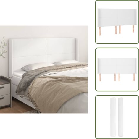 Cabecero de cama blanco - vidaXL Cabecero con orejas de cuero sintético blanco 203x16x118/128 cm - Cabecero de cama con orejas