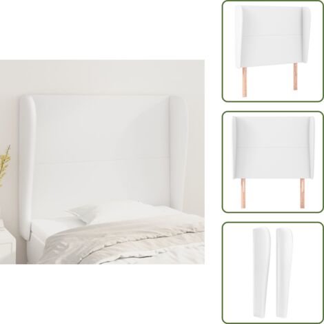 Cabecero de cama blanco - vidaXL Cabecero con orejas de cuero sintético blanco 83x23x118/128 cm - Cabecero de cama con orejas