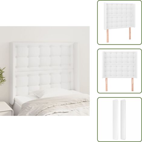 Cabecero de cama blanco - vidaXL Cabecero con orejas de cuero sintético blanco 93x16x118/128 cm - Cabecero de cama con orejas