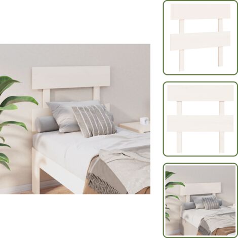 Cabecero de cama blanco - vidaXL Cabecero de cama madera maciza de pino blanco 93,5x3x81 cm - Soporte para espalda