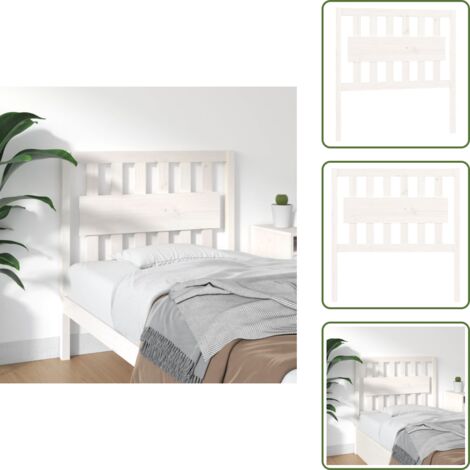 Cabecero de cama blanco - vidaXL Cabecero de cama madera maciza de pino blanco 95,5x4x100 cm - Soporte para la espalda
