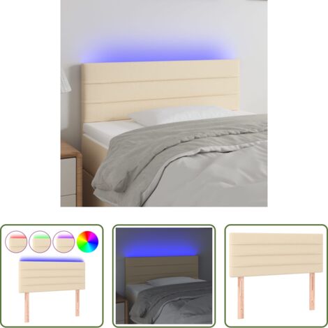 Cabecero de cama -  Cabecero con LED de tela color crema 90x5x78/88 cm