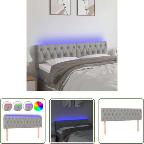 Cabecero de cama -  Cabecero con LED de tela gris claro 160x7x78/88 cm