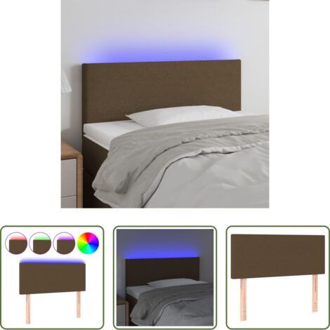 Cabecero de cama -  Cabecero con LED de tela marrón oscuro 100x5x78/88 cm