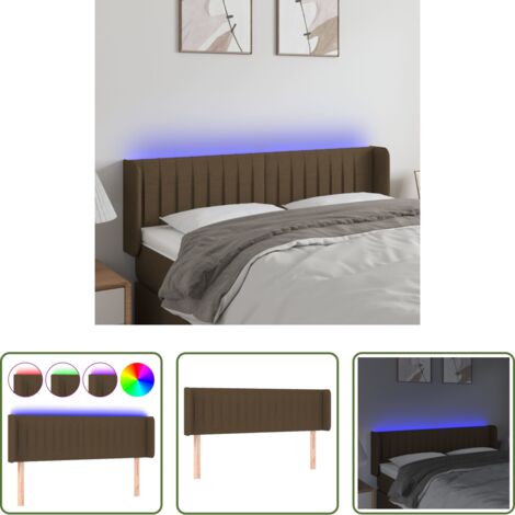 Cabecero de cama -  Cabecero con LED de tela marrón oscuro 147x16x78/88 cm