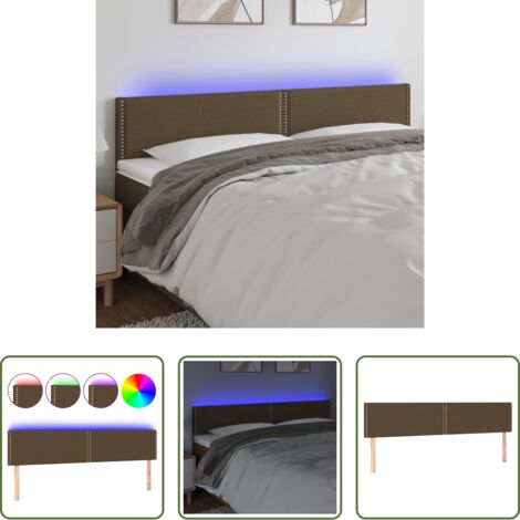 Cabecero de cama -  Cabecero con LED de tela marrón oscuro 180x5x78/88 cm