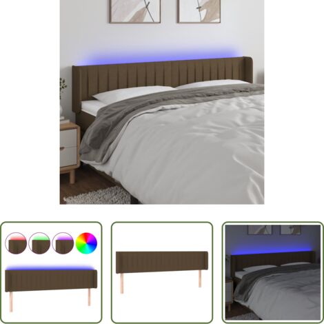 Cabecero de cama -  Cabecero con LED de tela marrón oscuro 203x16x78/88 cm