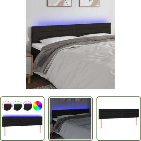 Cabecero de cama -  Cabecero con LED de tela negro 180x5x78/88 cm