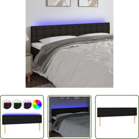 Cabecero de cama -  Cabecero con LED de tela negro 180x5x78/88 cm