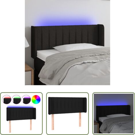 Cabecero de cama -  Cabecero con LED de tela negro 93x16x78/88 cm