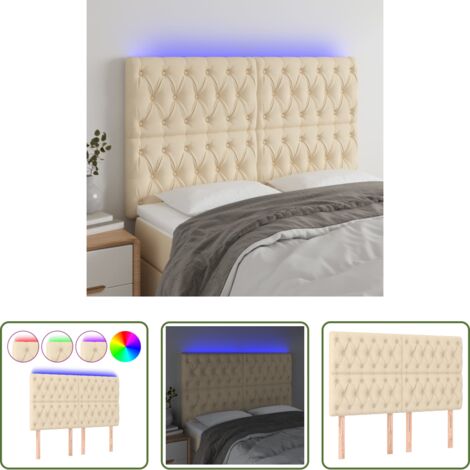 Cabecero de cama -  Cabecero con luces LED tela crema 160x7x118/128 cm