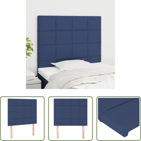 Cabecero de cama -  Cabecero de cama azul 100x5x118/128 cm Tela