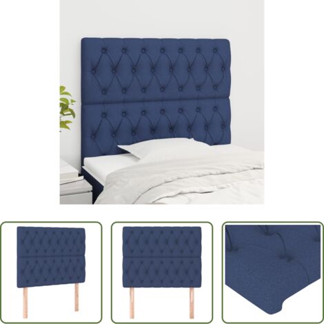 Cabecero de cama -  Cabecero de cama azul 100x7x118/128 cm Tela