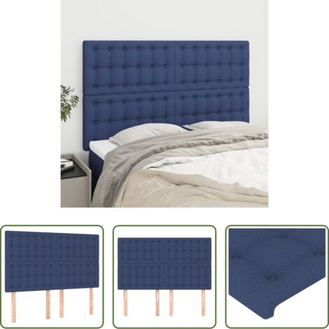 Cabecero de cama -  Cabecero de cama azul 144x5x118/128 cm Tela