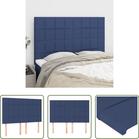 Cabecero de cama -  Cabecero de cama azul 144x5x118/128 cm Tela