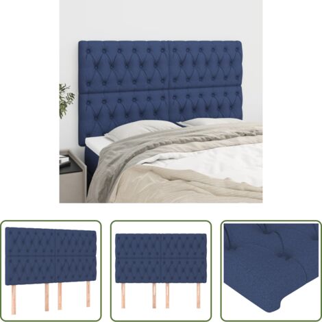 Cabecero de cama -  Cabecero de cama azul 160x7x118/128 cm Tela