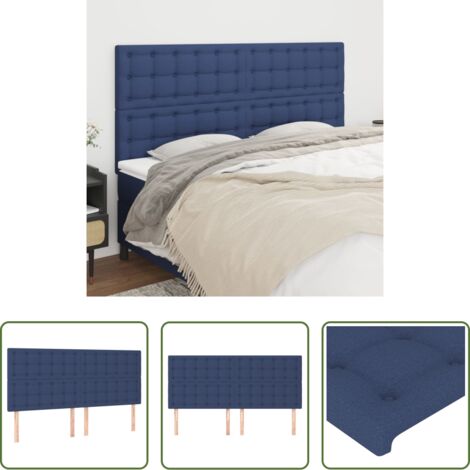 Cabecero de cama -  Cabecero de cama azul 180x5x118/128 cm Tela