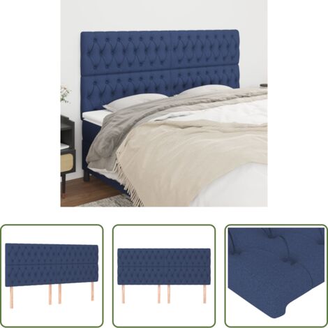 Cabecero de cama -  Cabecero de cama azul 180x7x118/128 cm Tela