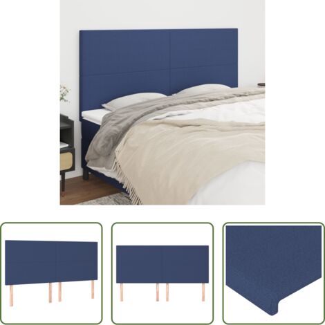 Cabecero de cama -  Cabecero de cama azul 200x5x118/128 cm Tela