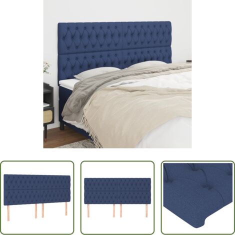 Cabecero de cama -  Cabecero de cama azul 200x7x118/128 cm Tela