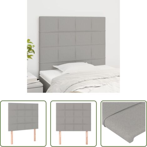 Cabecero de cama -  Cabecero de cama gris claro 90x5x118/128 cm Tela