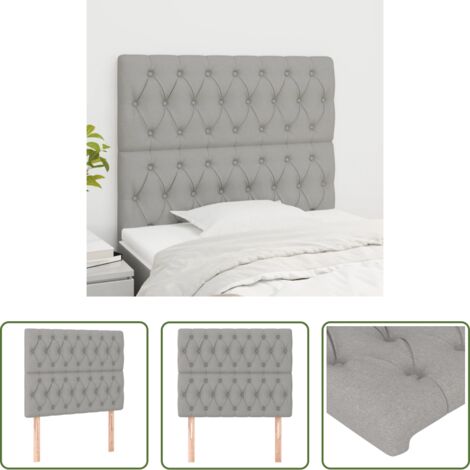 Cabecero de cama - Cabecero de cama gris claro 90x7x118/128 cm Tela