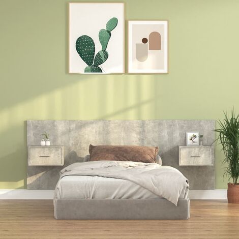 Cabecero de cama Cabezal de Cama con mesitas madera contrachapada gris hormigón SDV787445 MaisonChic