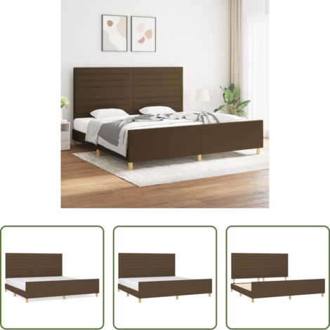 Cabecero de cama -  Cama sin colchón tela marrón oscuro 200x200 cm