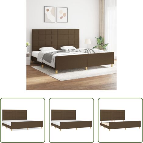 Cabecero de cama -  Cama sin colchón tela marrón oscuro 200x200 cm