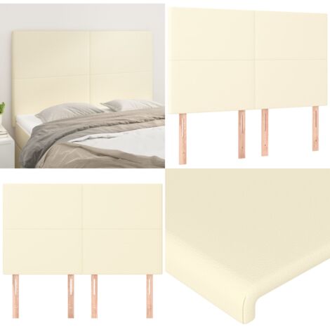 Cabecero de cama color crema 144x5x118/128 cm Piel sintética - Cuero sintético - Cabecero de cama crema