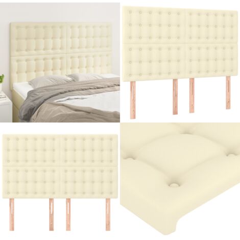 Cabecero de cama color crema 144x5x118/128 cm Piel sintética - Cuero sintético - Cabecero de cama crema
