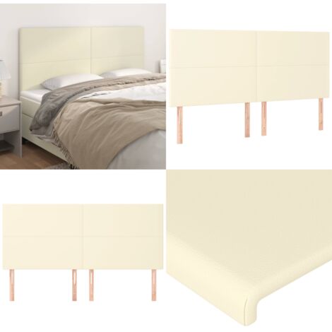 Cabecero de cama color crema 180x5x118/128 cm Piel sintética - Cabecero de cama crema - Cabecero de cama sintético
