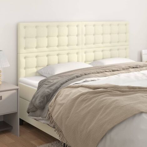 Cabecero de cama color crema 200x5x118/128 cm Piel sintética