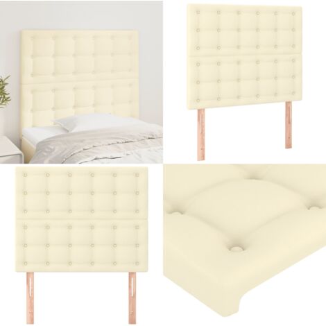Cabecero de cama color crema 80x5x118/128 cm Piel sintética - Cuero sintético - Cabecero de cama crema